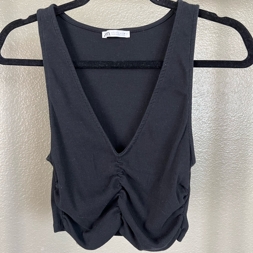 Zara Black V-Neck Tank Top